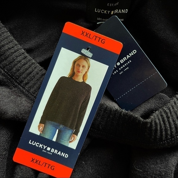 LUCKY BRAND NWT Crewneck Pullover Cozy Sweater Size XXL in Black - Picture 12 of 14